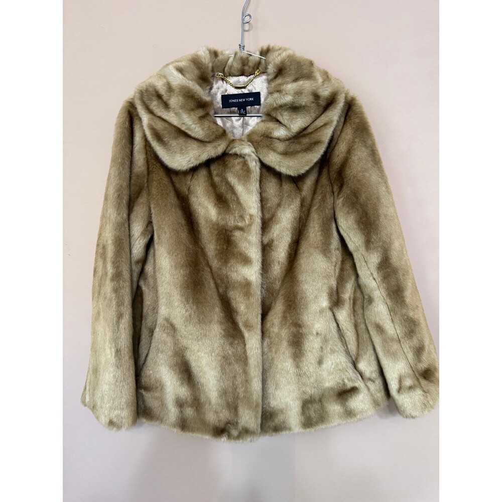 Jones New York Honey faux fur vintage style jacket S nwot casual chic luxury